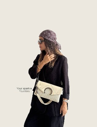 تصویری از کیف دوشی  سنتوزا خامه دوزی گندمی کد 957