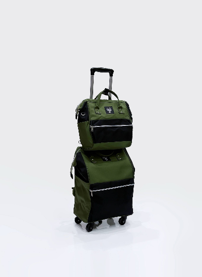 کیف و ساک دوقلو چرخ دارمشکی یشمی HANENTON