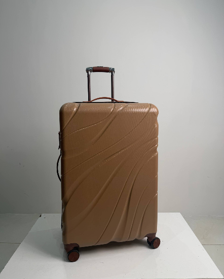 چمدان زده دار طرح موج دار سایز بزرگ بژ