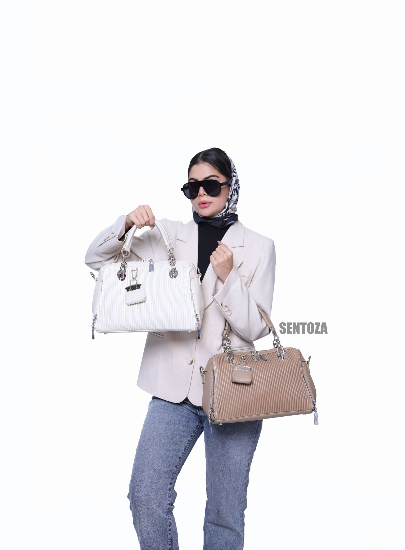 کیف دوشی زنانه چرم  سنتوزا با خامه دوزی کبریتی کد 0104-S2