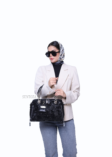 کیف دوشی زنانه چرم با خامه دوزی کروکدیلی کد0104-S2