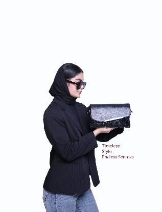 تصویری از کیف دوشی چرم زنانه سنتوزا با خامه دوزی کروکدیلی کد985