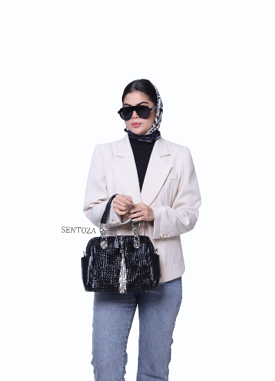 کیف دوشی چرم زنانه سنتوزا با خامه دوزی کروکدیلی کد 976-S2