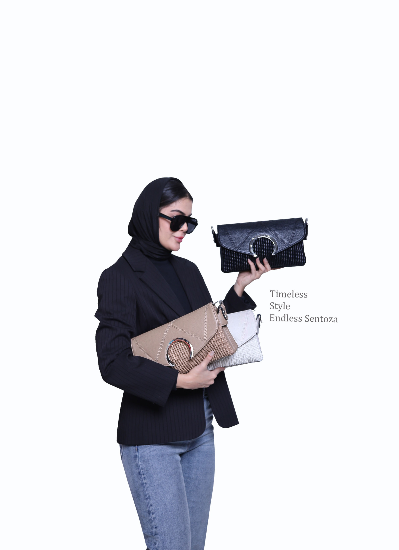 کیف دوشی زنانه چرم سنتوزا با خامه دوزی گندمی کد 957-S2