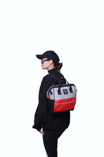 کیف مسافرتی سه کاره سه رنگ طوسی قرمز مشکی