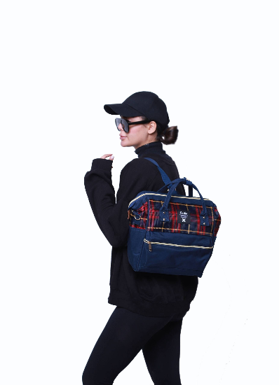 کیف مسافرتی سه کاره چهارخونه قرمز سرمه ای