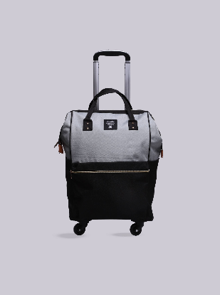 تصویری از ساک چرخ دار مشکی طوسی تک