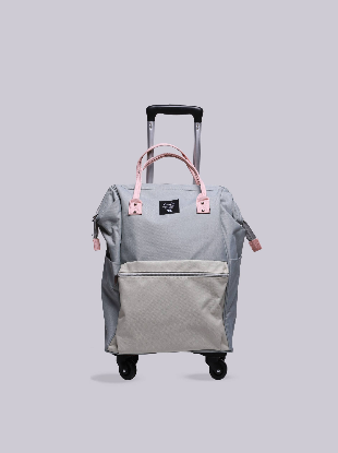 تصویری از ساک چرخ دار طوسی کرم تک