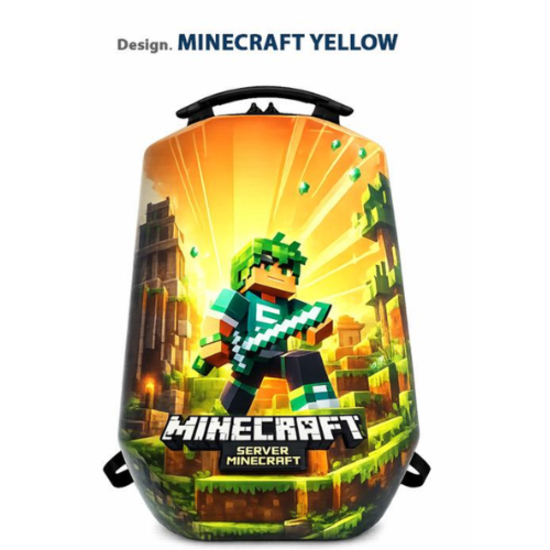 کوله پشتی مدرسه ای هارد کیس MARINOX MARVEL طرح ماینکرفت زرد MINCRAFT YELLOW کد 1050